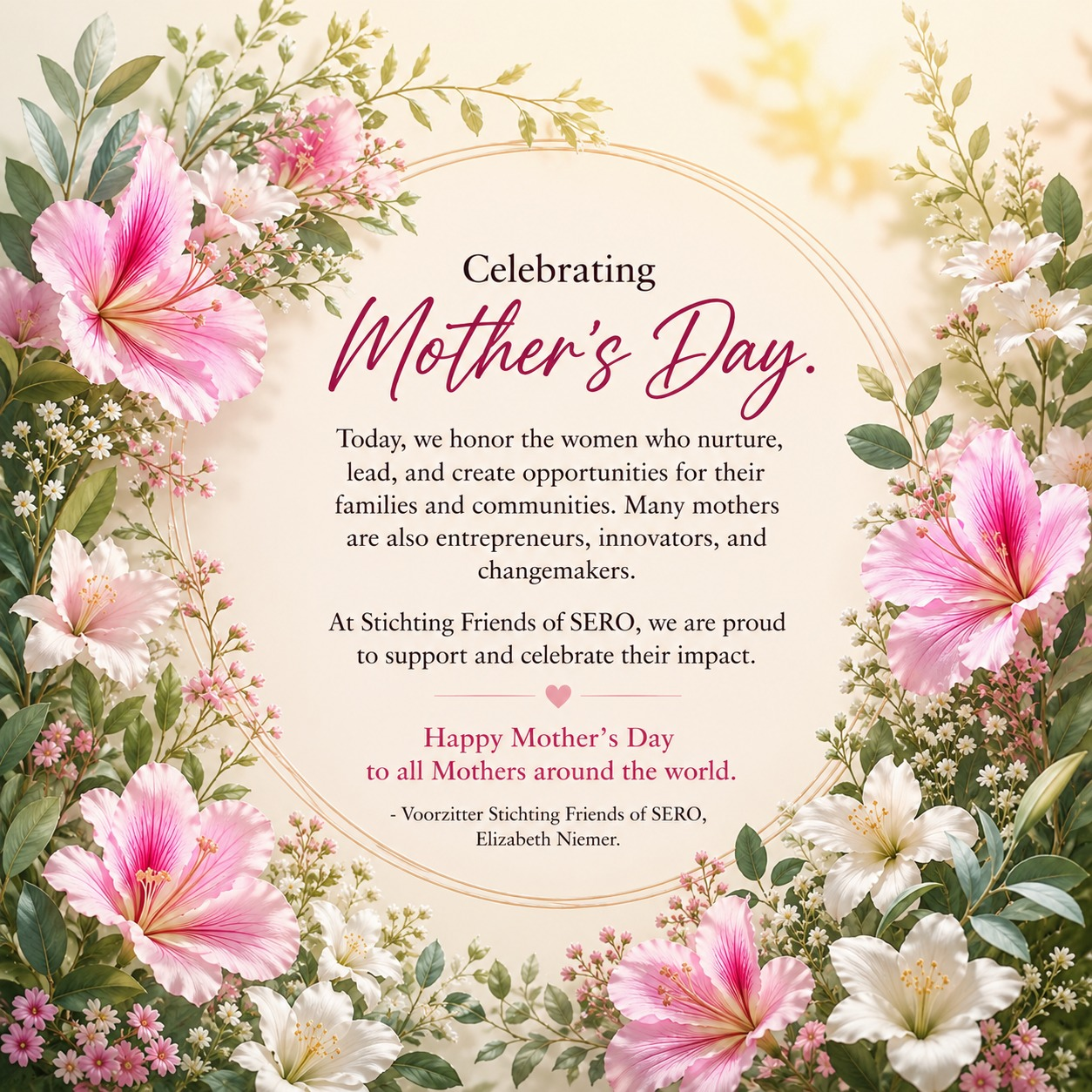 Quote from Chairperson Elizabeth Niemer for all mothers